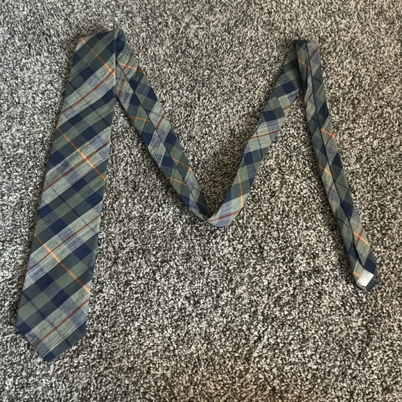 Charing Cross by Schreter Blue/Orange Plaid Neck Tie Men’s Vintage - Picture 1 of 4